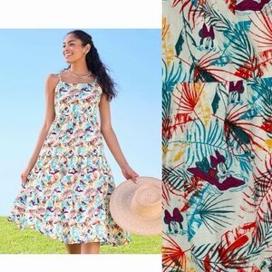 NWT Disney Minnie Tropical Palm Tiered Maxi Dress Plus Size 1X Vacation Resort